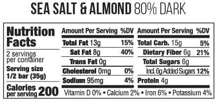 Sea Salt & Almond Dark Chocolate Bar