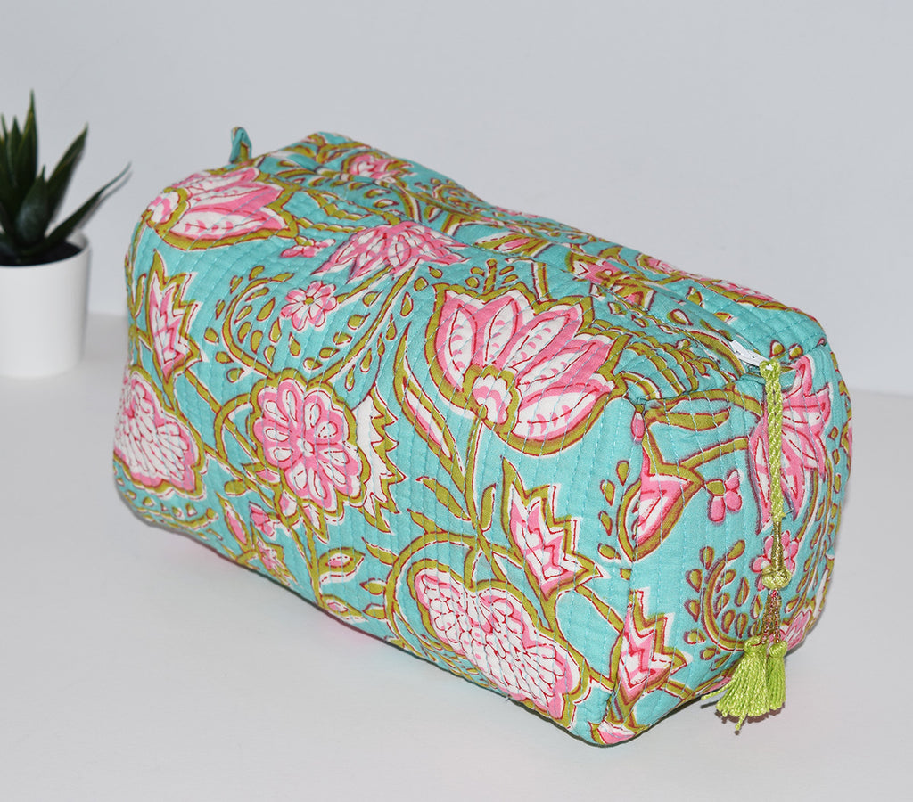 Turquoise Floral Waterproof Toiletry Bag