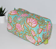 Turquoise Floral Waterproof Toiletry Bag