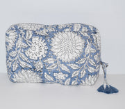 Gray Floral Crescent Waterproof Toiletry Bag