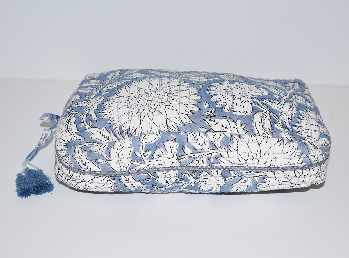 Gray Floral Crescent Waterproof Toiletry Bag