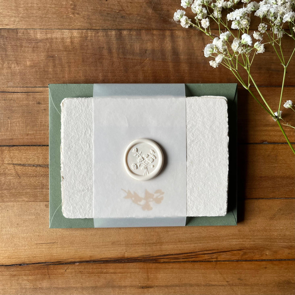 Gold Letterpressed Handmade Paper Notecard Set with Envelopes