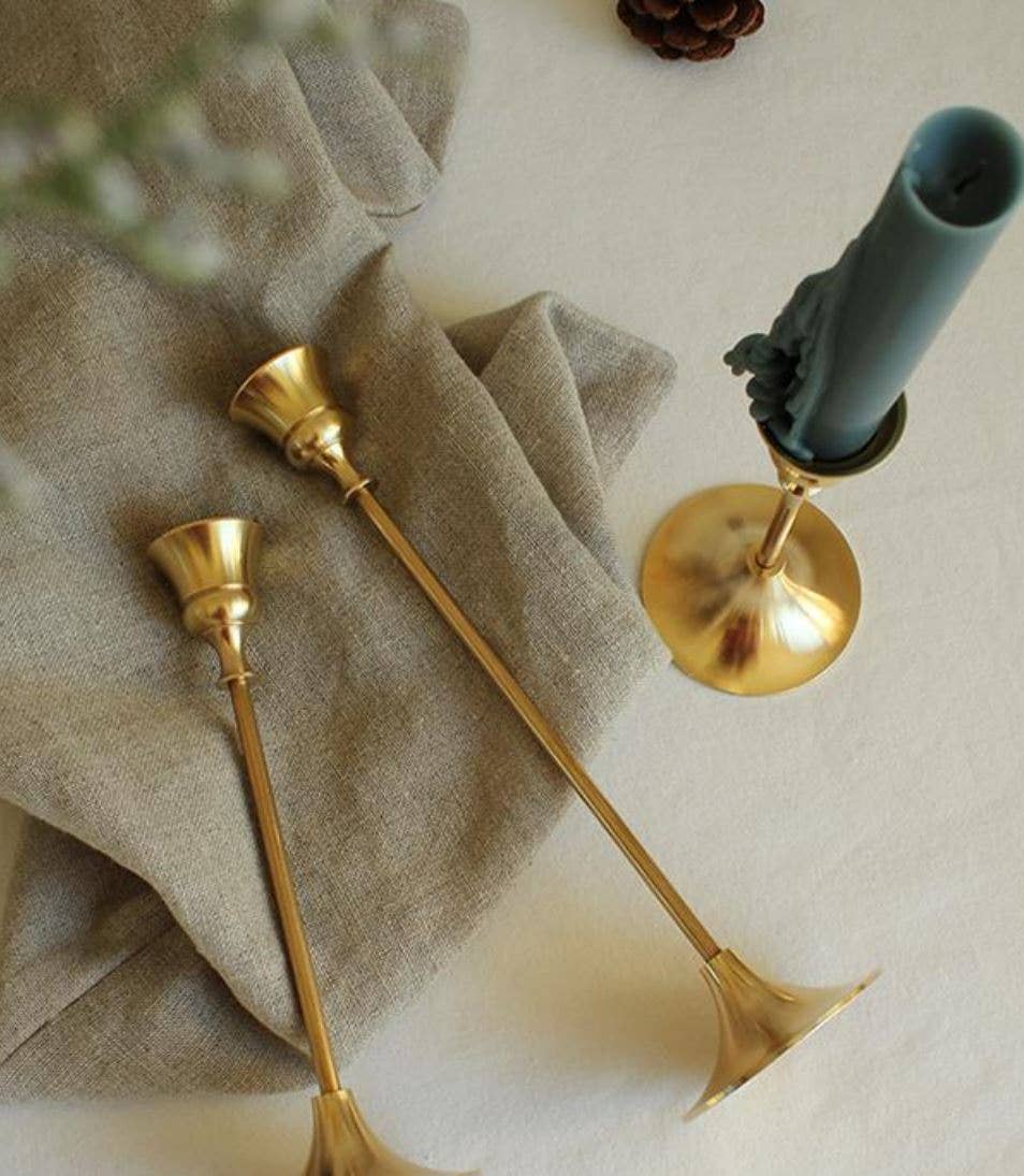 Gold Plated Candle Holder - Single