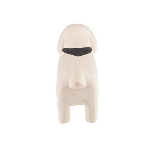 White Dachshund Hand Carved Figurine