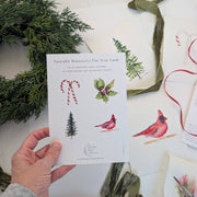 Holiday Watercolor Paintable Flat Note Cards with Envelope