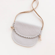 Light Gray Little Girl Scalloped Leather Purse