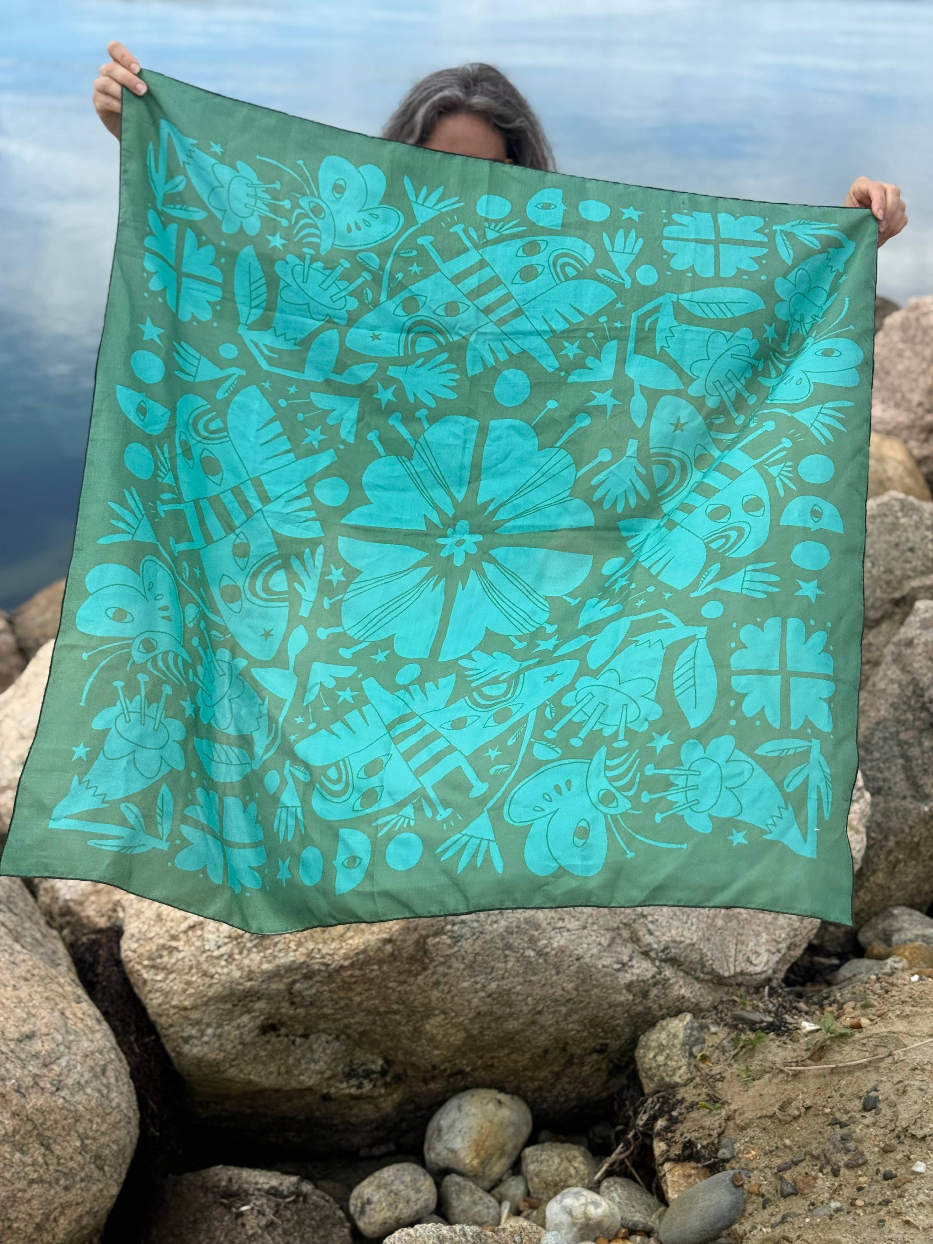 Night Pollinators 100% Silk Scarf Bandana