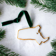 Massachusetts 22k Gold Handmade Porcelain State Ornament