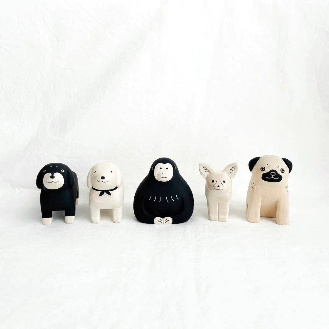 White Dachshund Hand Carved Figurine