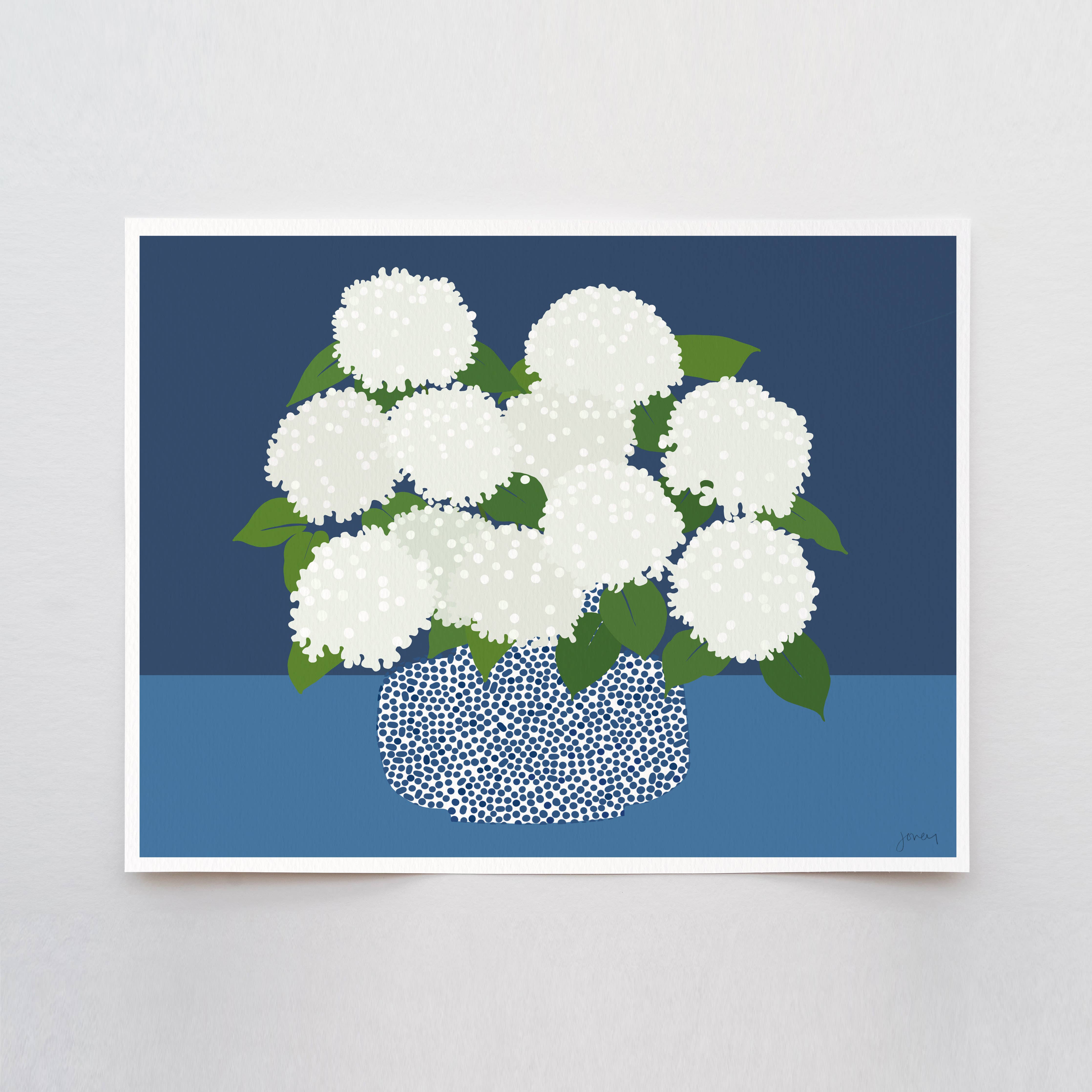 White Hydrangea Art Print 8"x10"