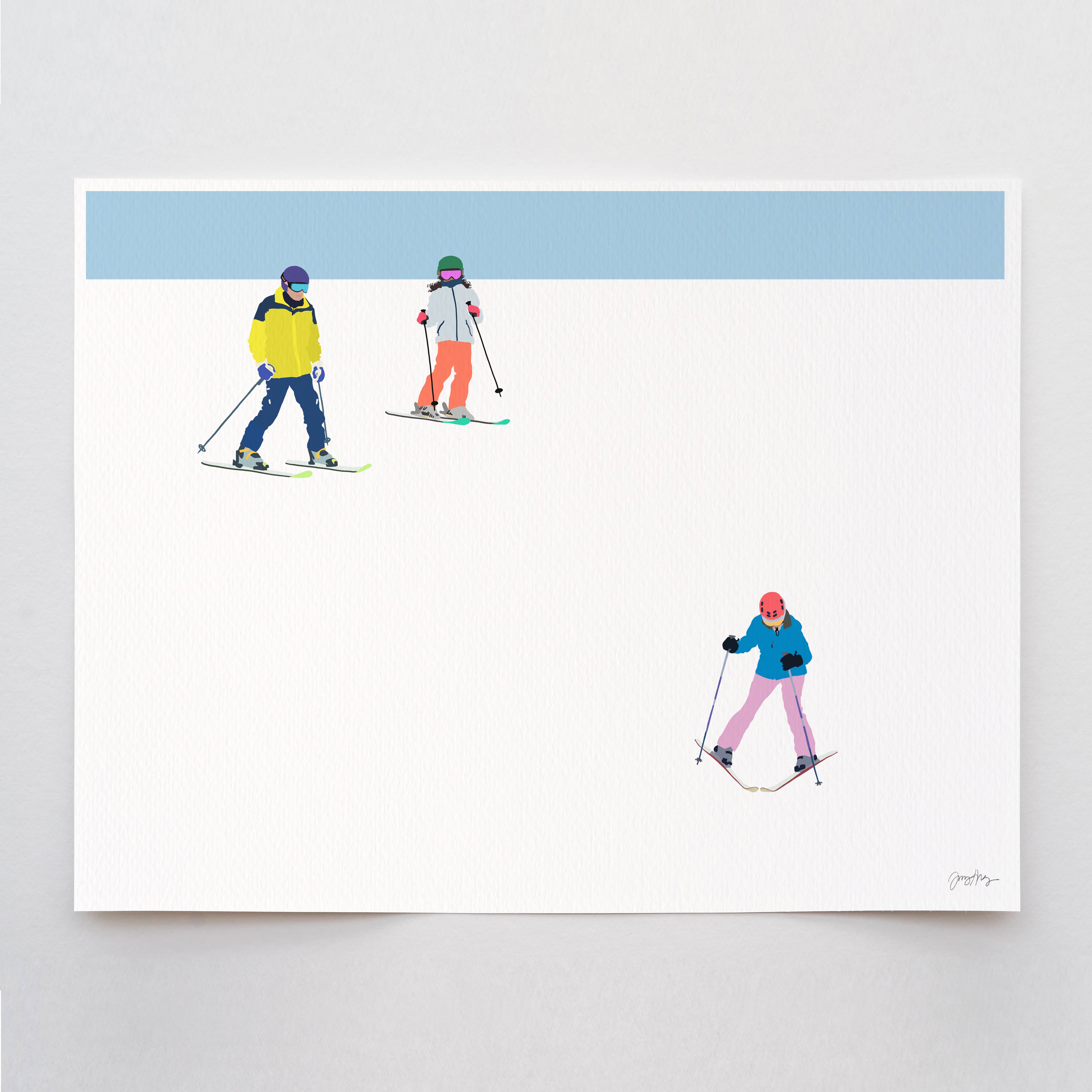 Skiing Family Art Print 8"x10"