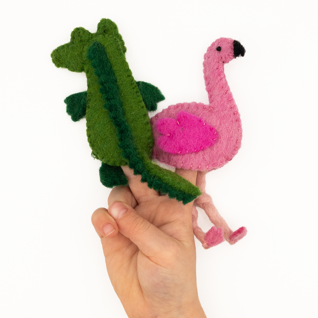 Alligator and Flamingo Finger Puppets