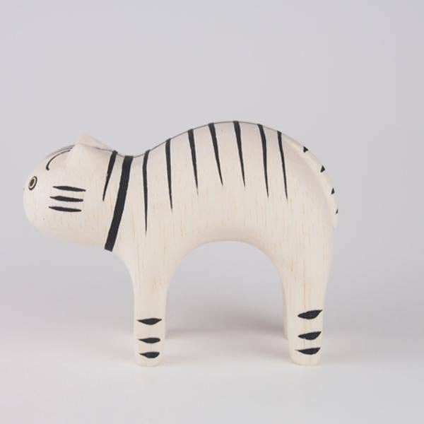 Tabby Cat Hand Carved Figurine