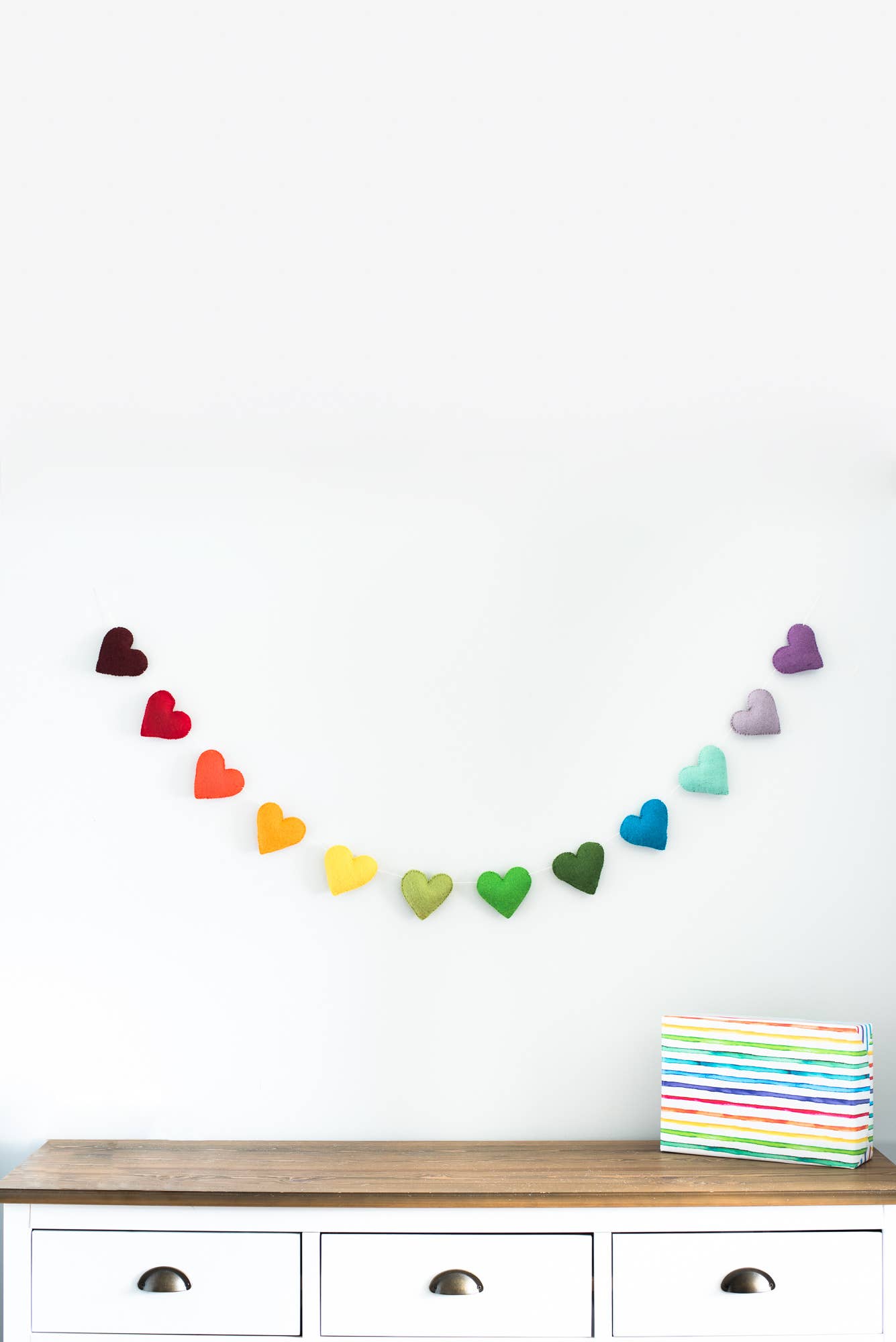 Rainbow Felt Handmade Heart Garland  
