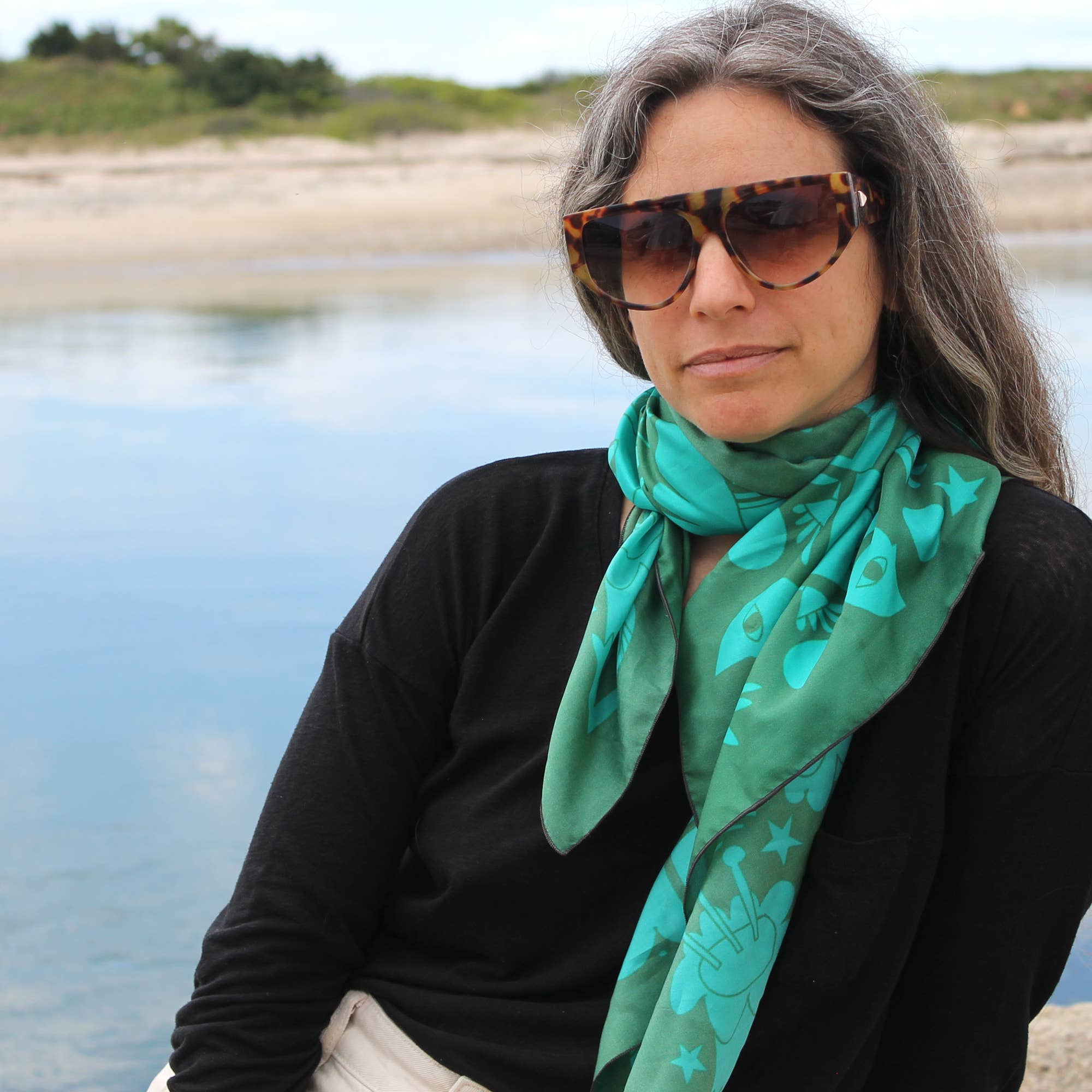 Night Pollinators 100% Silk Scarf Bandana