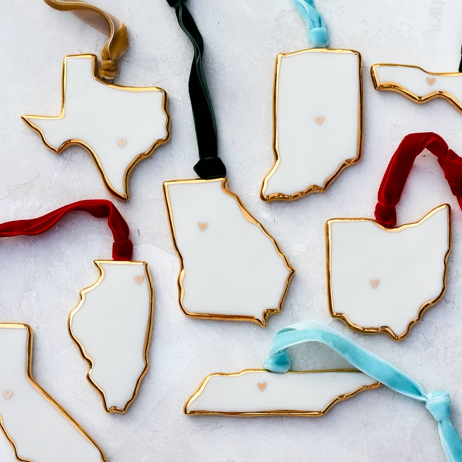 Connecticut 22k Gold Handmade Porcelain State Ornament