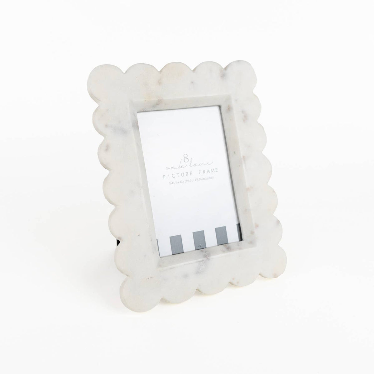 White Scalloped Marble 4x6 Picture Frame, Easel Back