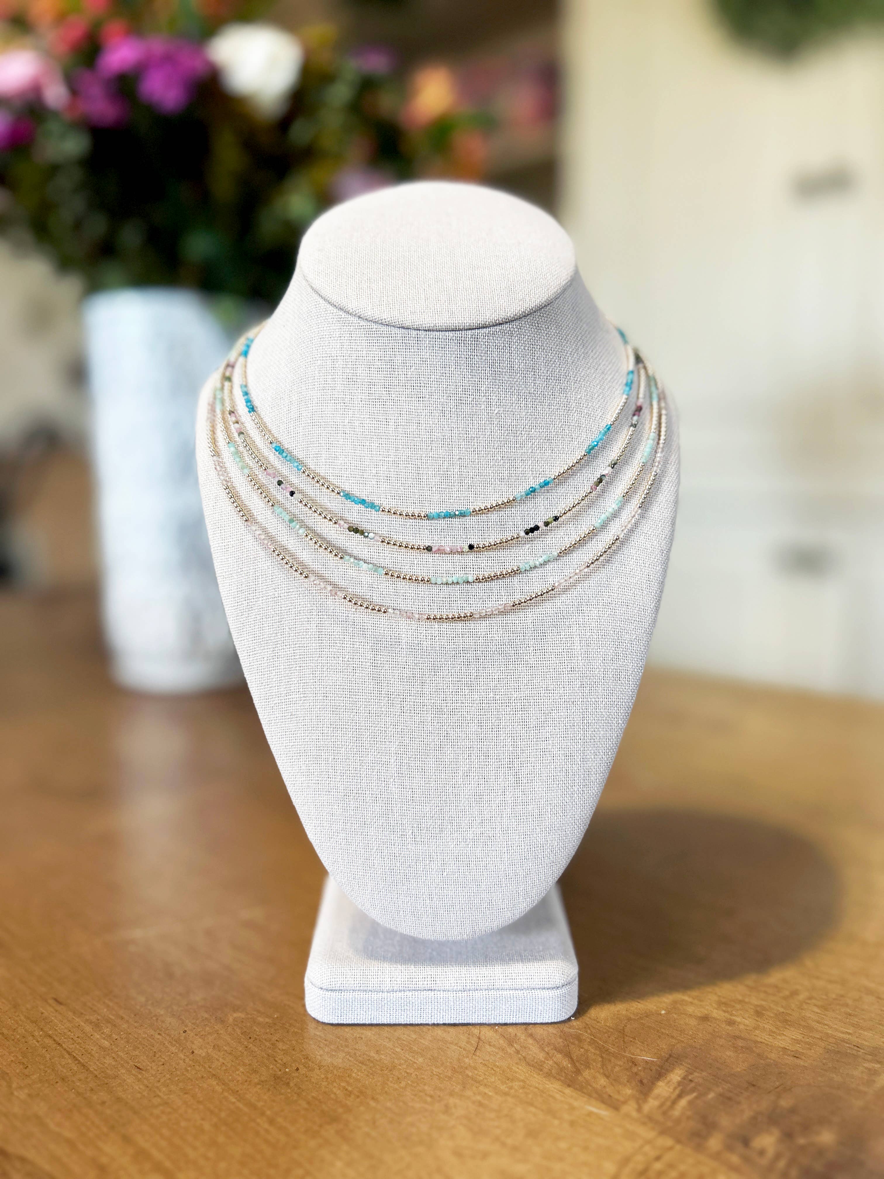 Dash Necklace - Handmade Gemstone and 14k Gold Filled Beads