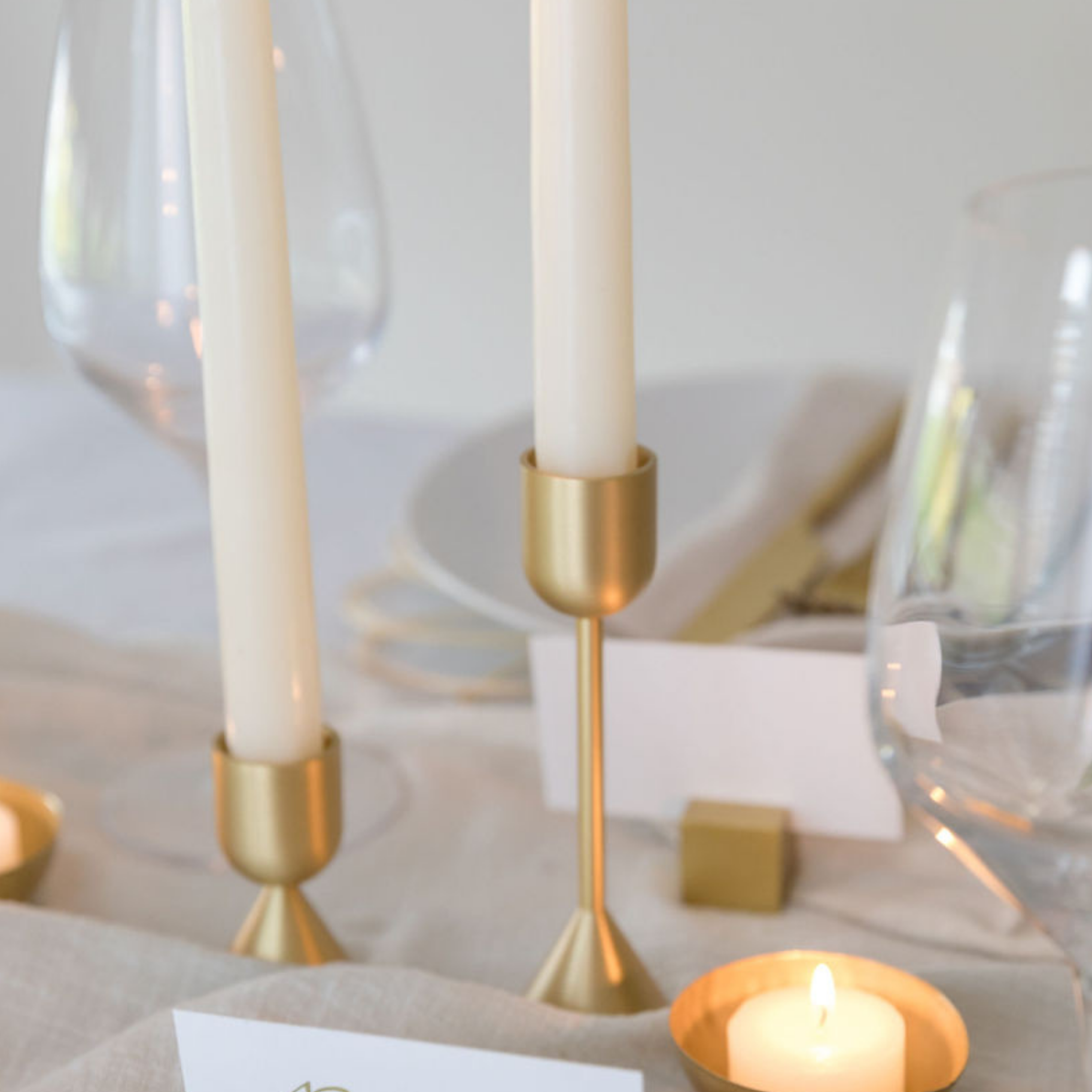 Gold Solid Brass Candlestick Holder - Single