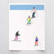 Skiing Family Art Print 8"x10"