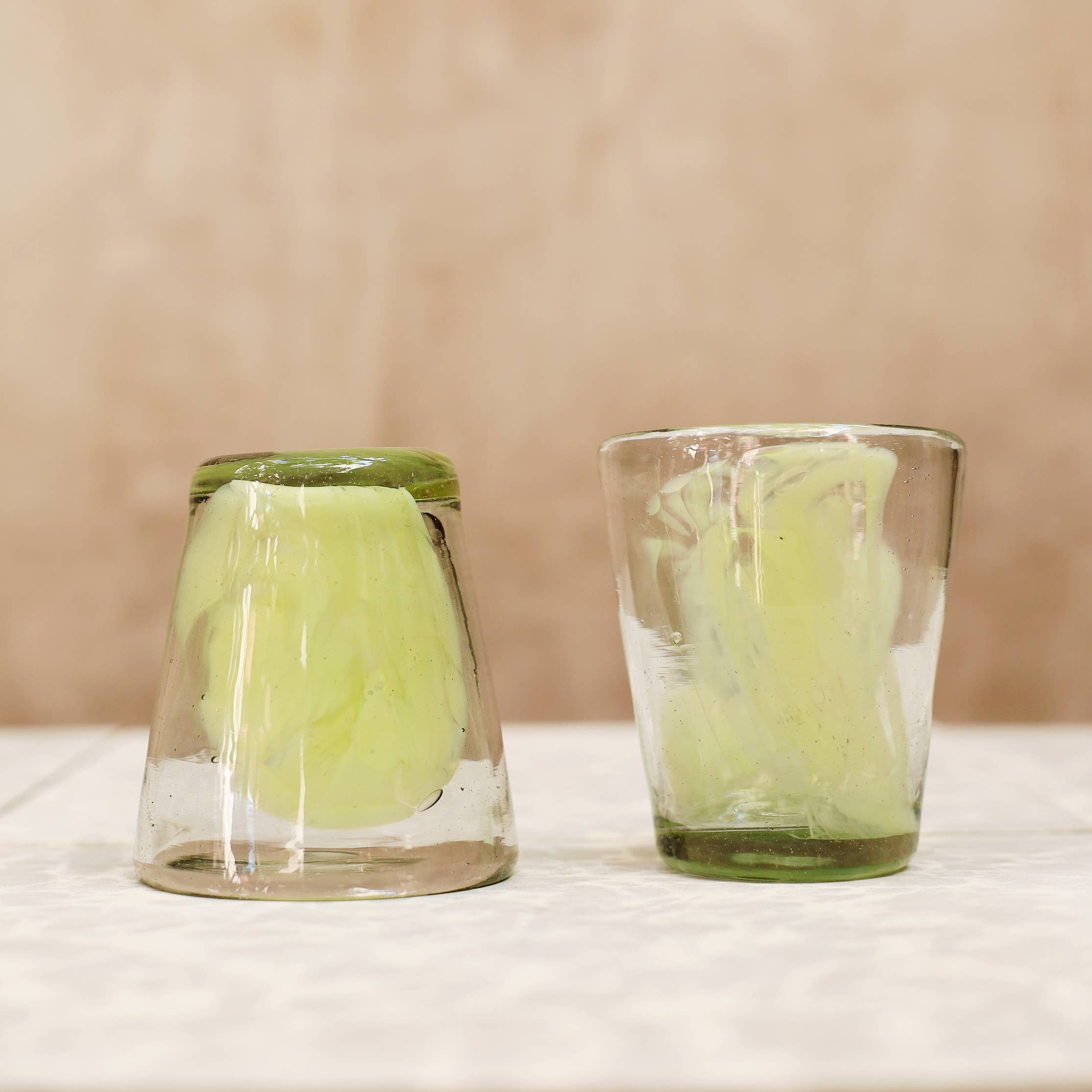 Green Hand Blown Stacking Glass Tumbler 8oz