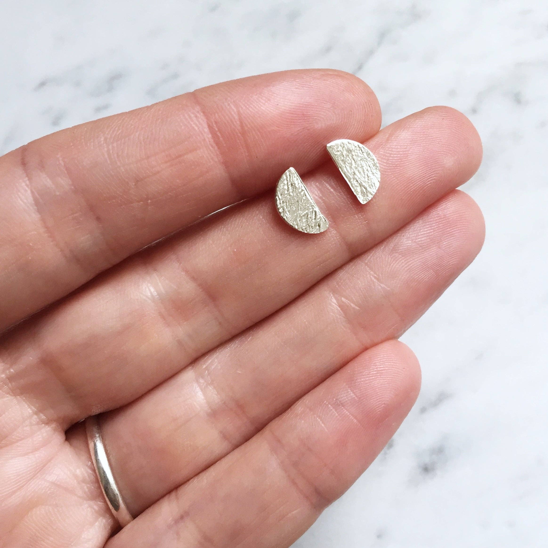 Half Moon Studs: Sterling Silver