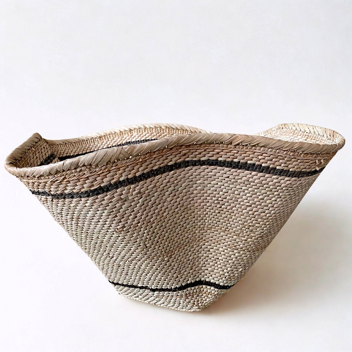 Striped Palm Leaf Dancing Basket