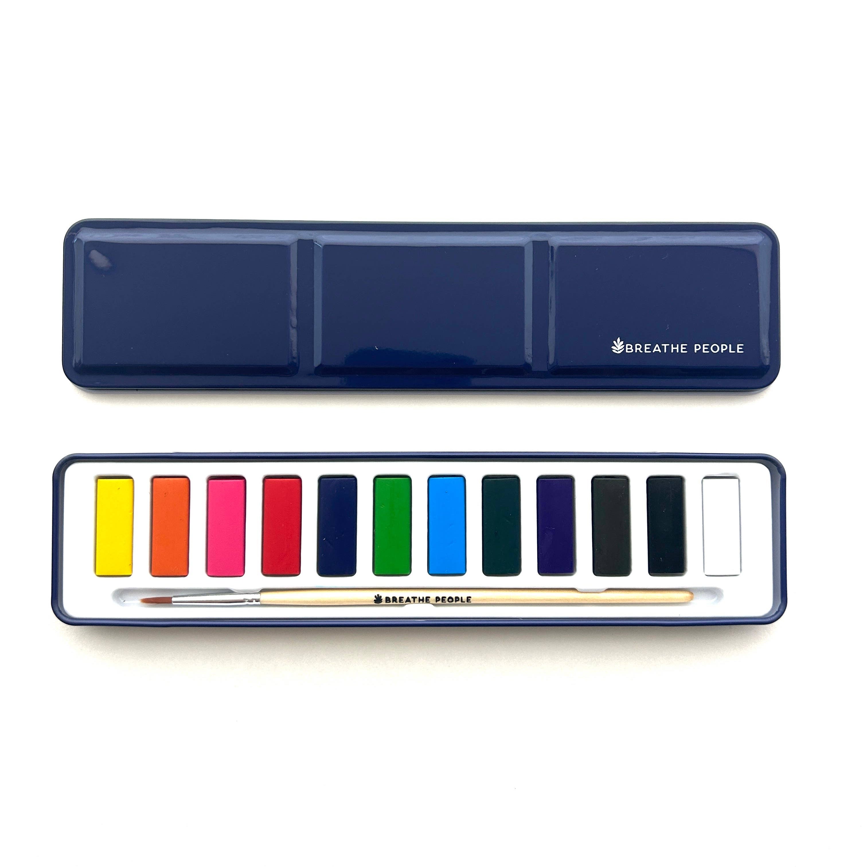Watercolor Paint Set - 12 Artist Grade Colors + Wood Brush