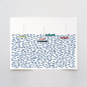 Moored Sail Boats Art Print 8"x10"