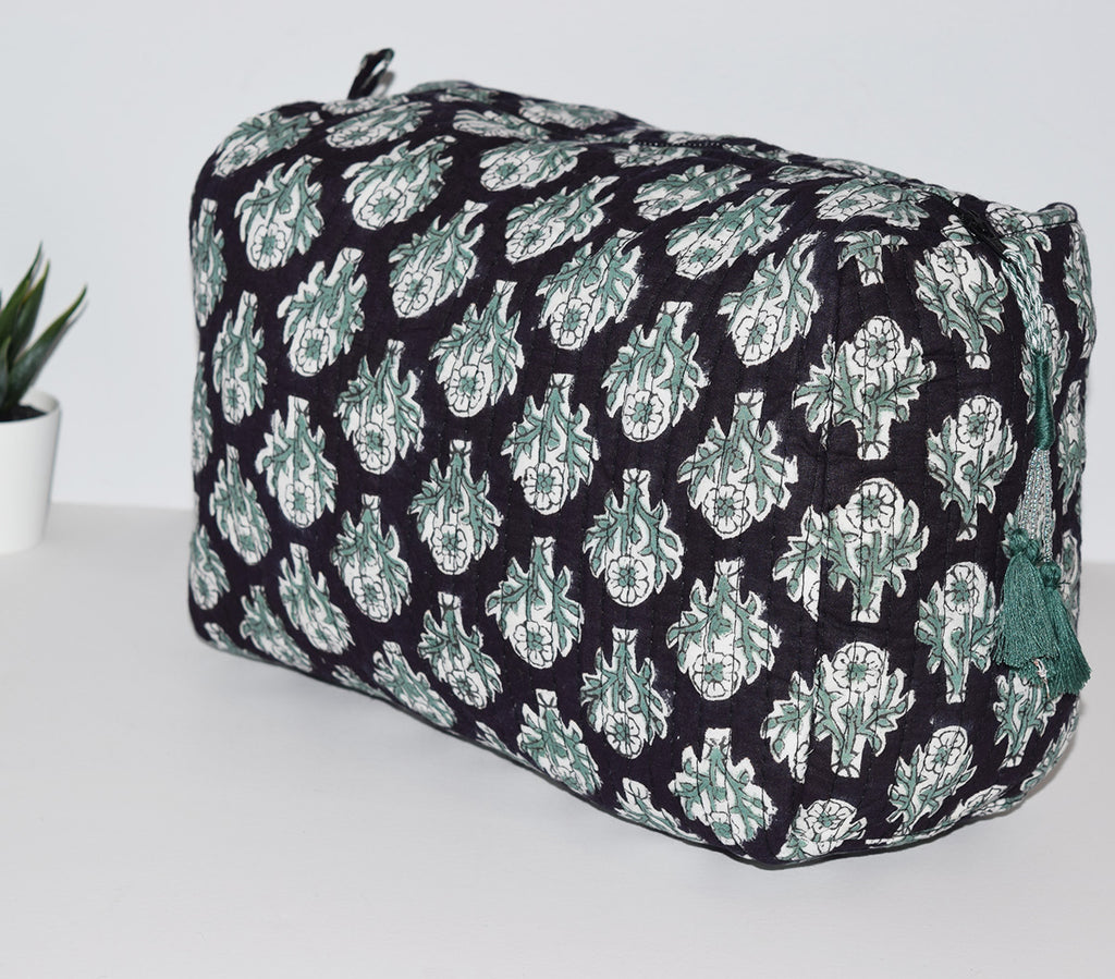 Black Floral Jumbo Waterproof Toiletry Bag