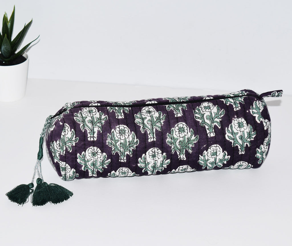 Black Floral Waterproof Cosmetic Pouch