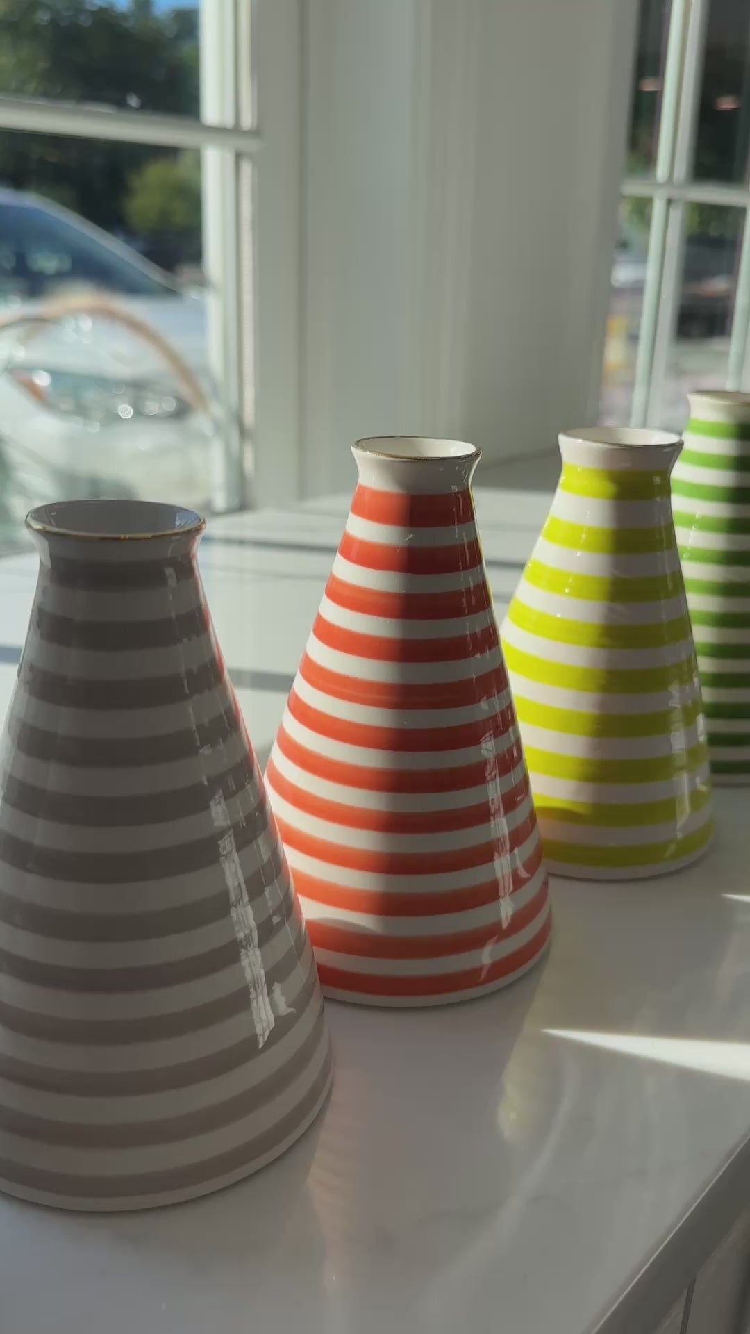 Load video: Jill Rosenwald for Noted Striped Diffuser Vase