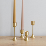 Gold Solid Brass Candlestick Holder - Single