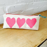 Heart Printed Pencil Bag