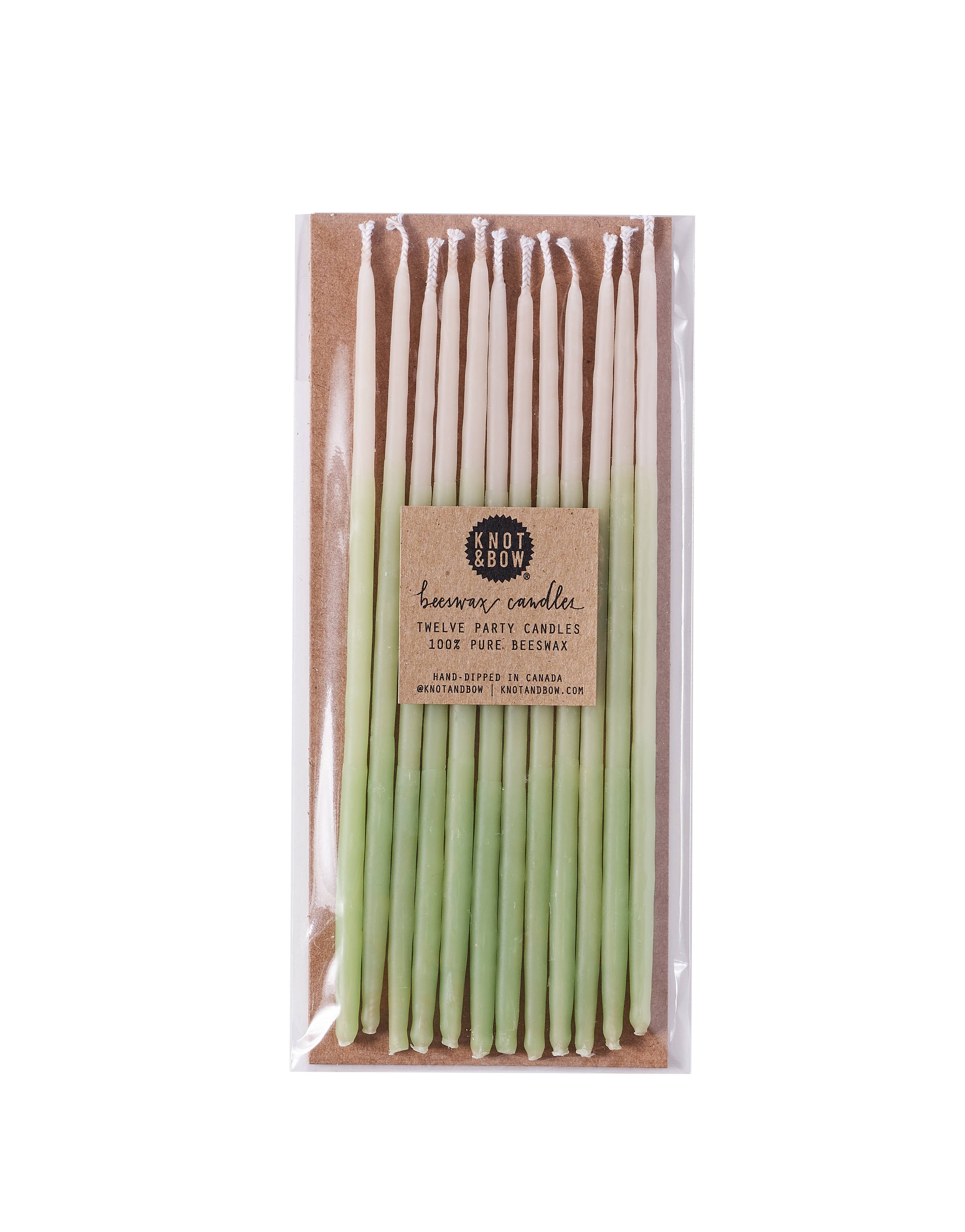Tall Mint Ombre Beeswax Birthday Candles