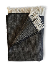 Thunder Cloud Herringbone Cashmere Throw