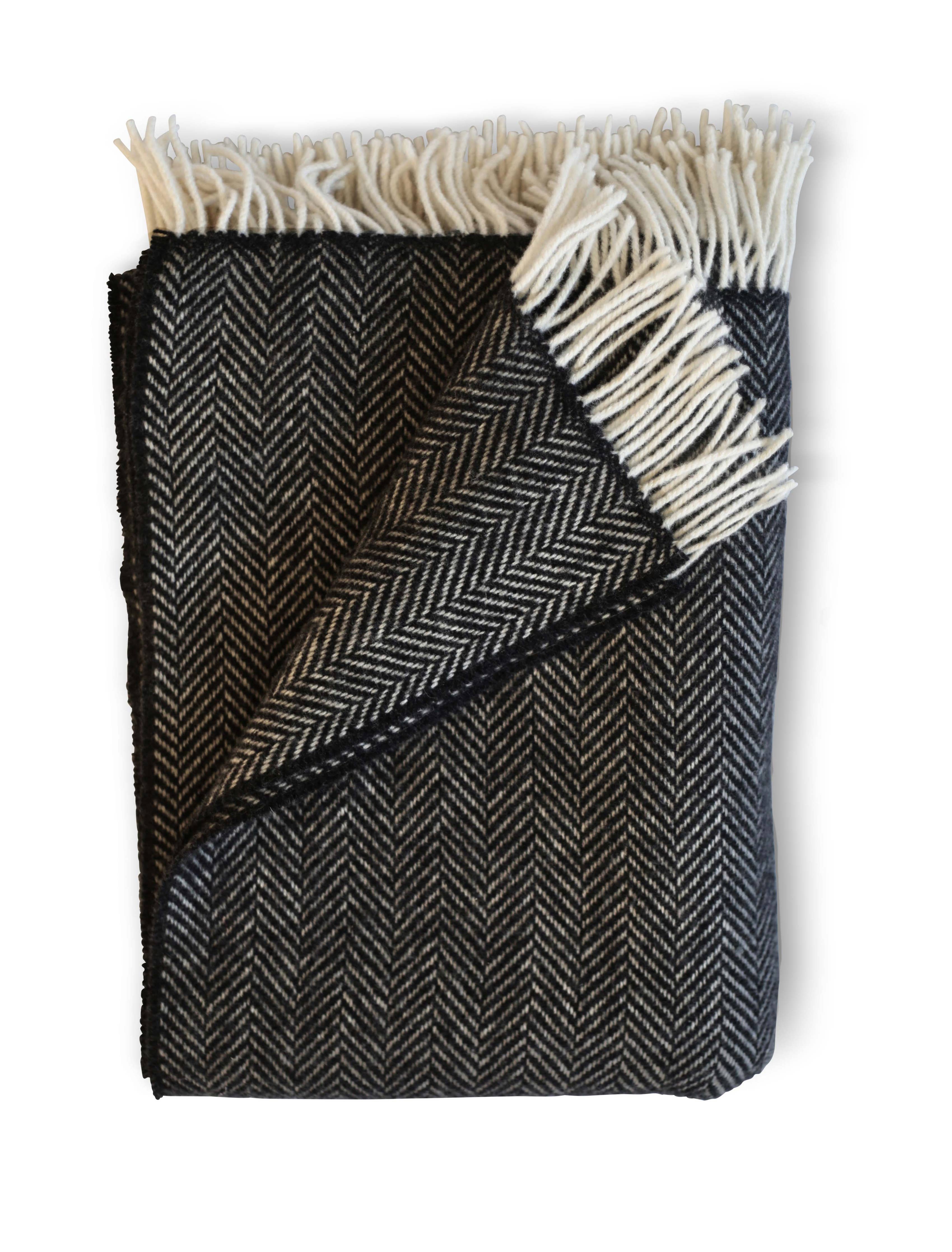 Thunder Cloud Herringbone Cashmere Throw