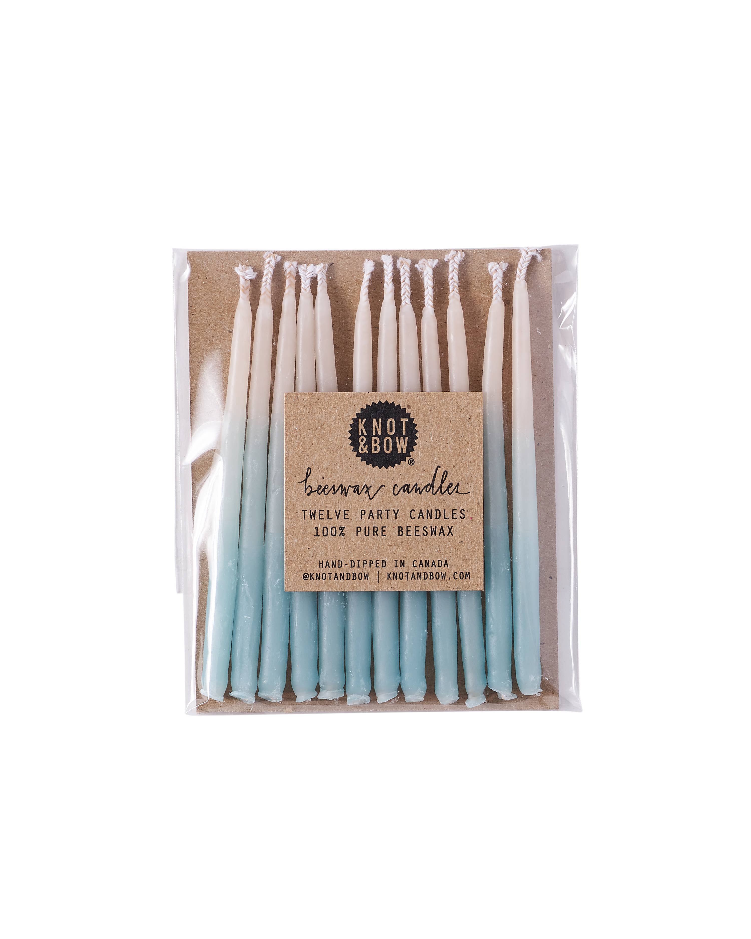 Short Aqua Ombre Beeswax Birthday Candles