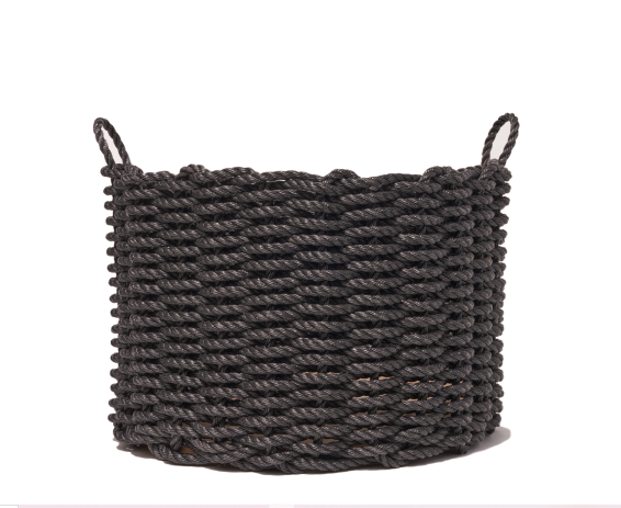 Charcoal Wide Handwoven Rope Basket