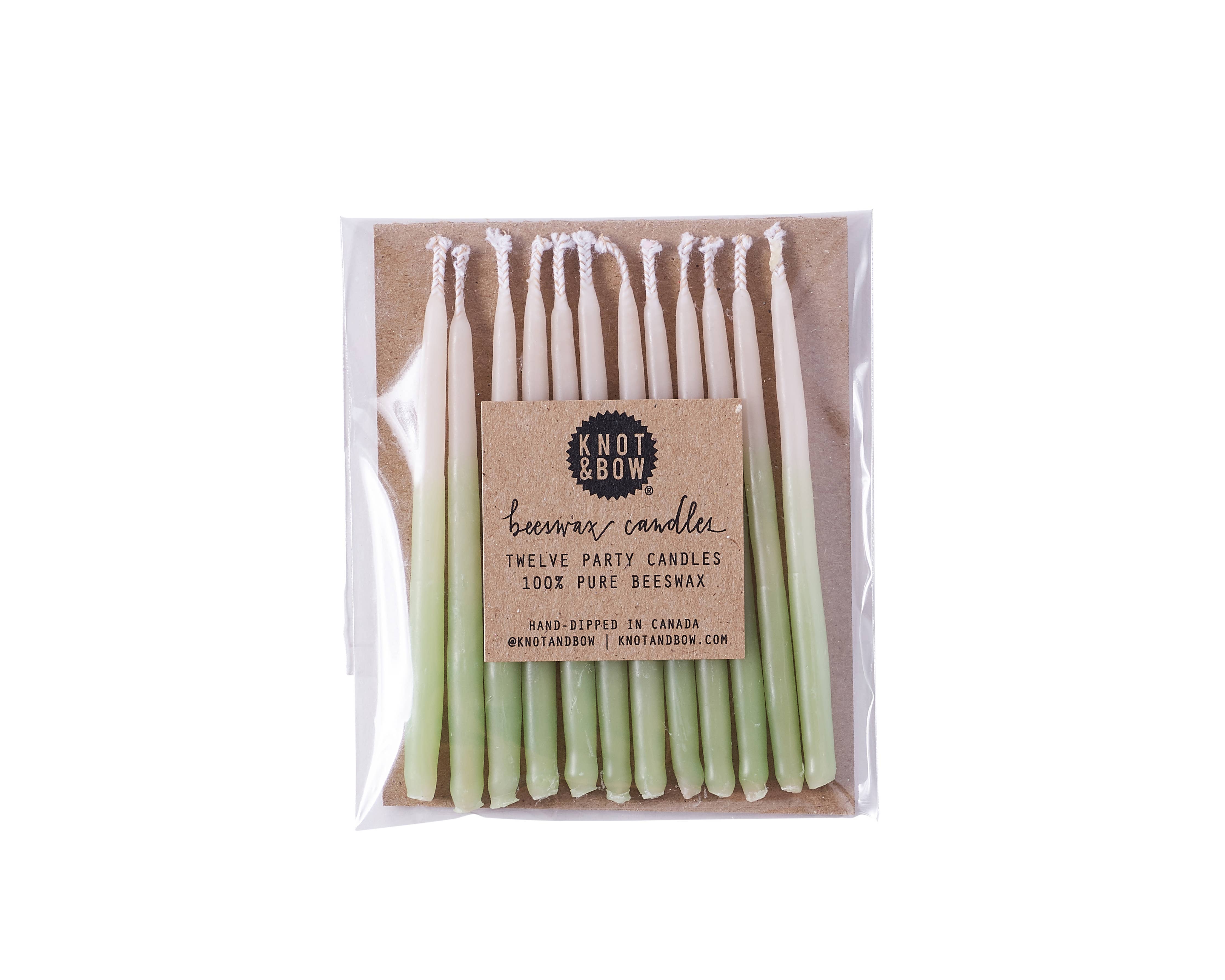 Short Mint Ombre Beeswax Birthday Candles