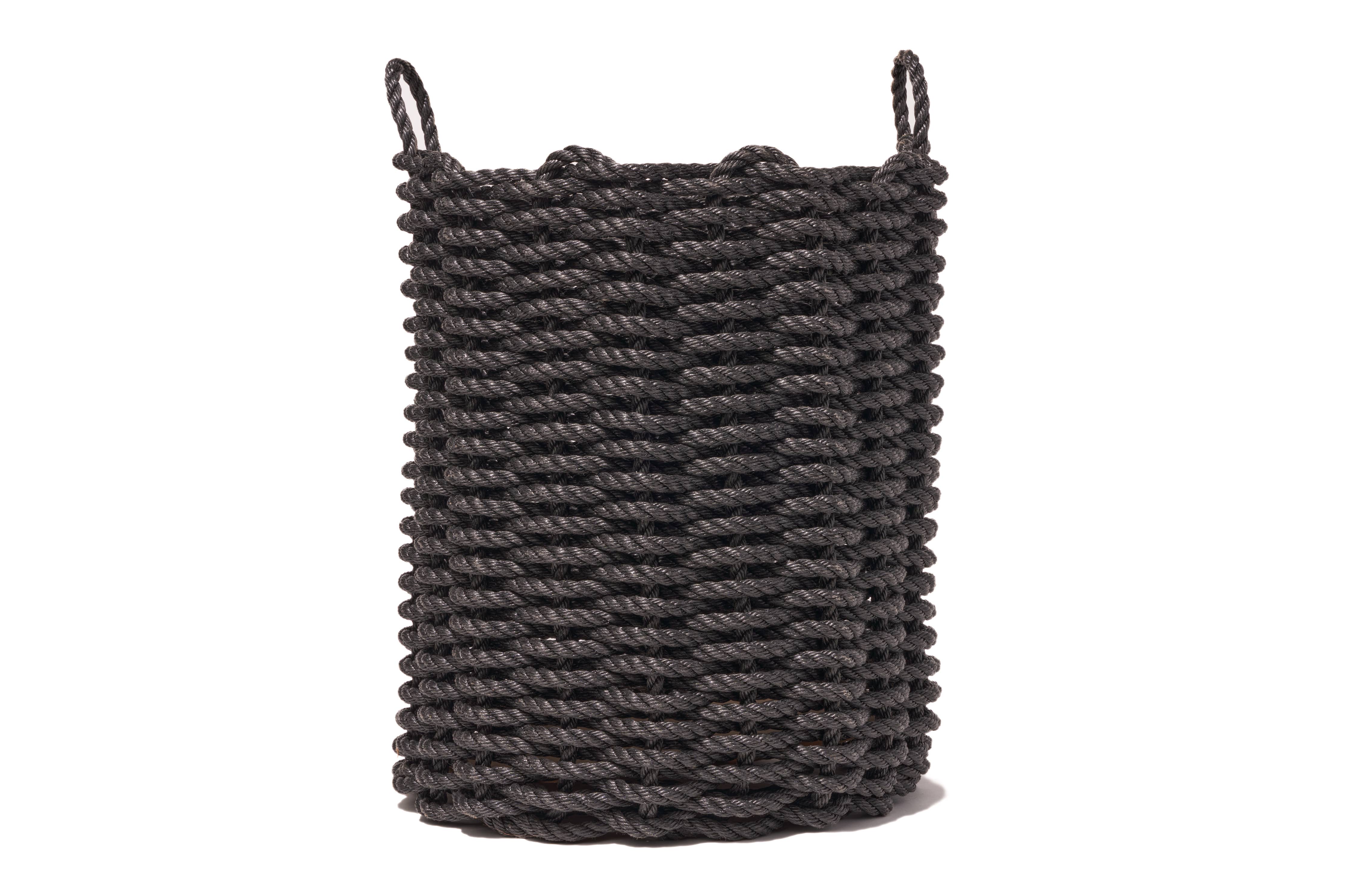 Charcoal Tall Handwoven Rope Basket