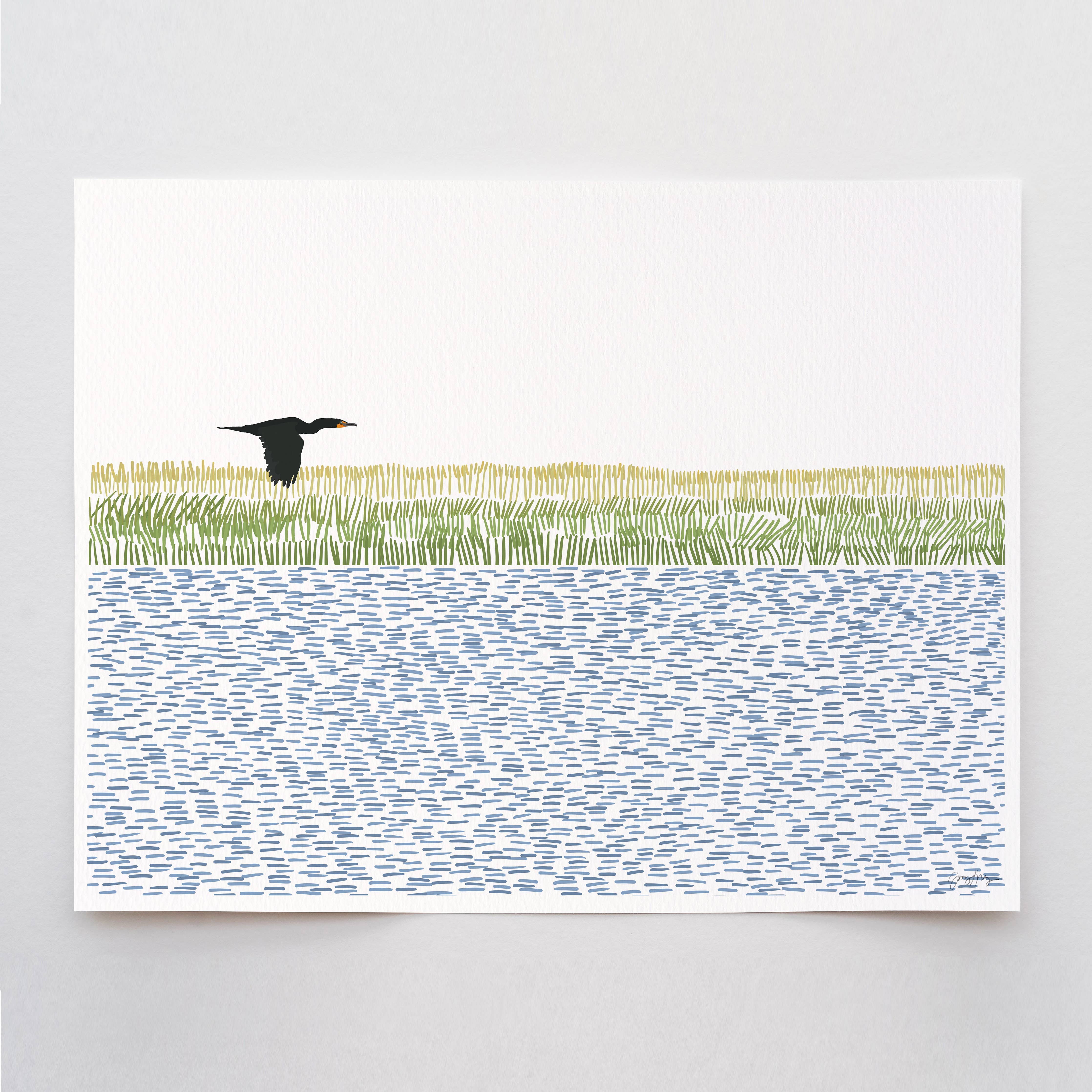 Cormorant Wetlands Art Print 8"x10"